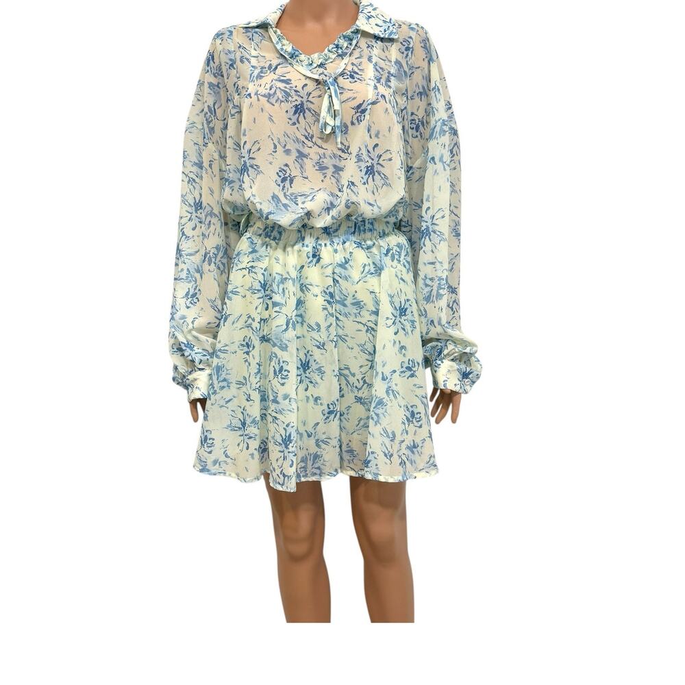 Dazy XL floral skirt and ruffle tie front blouse set outfit SK 3115